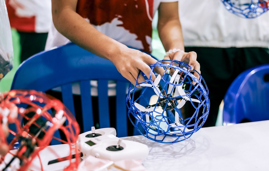 Drone soccer close up
